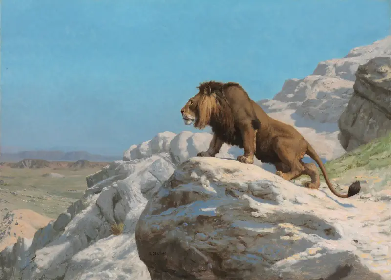 Der Löwe auf der Wacht von Jean-Léon Gérôme