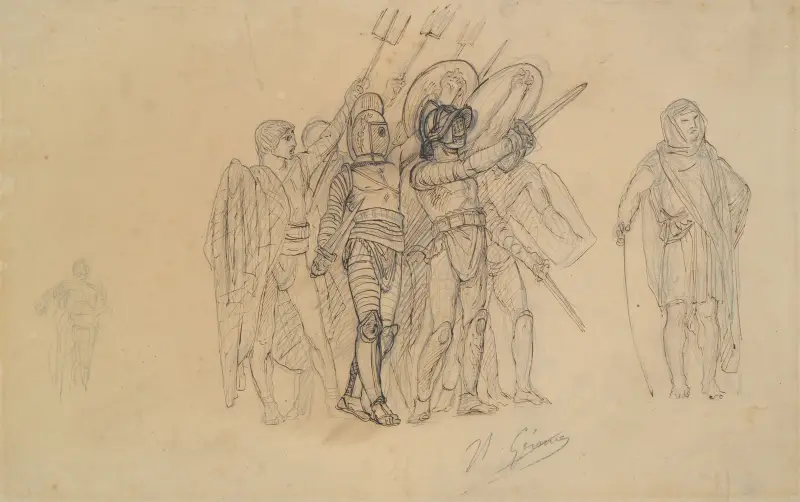 Förstudie till 'Ave Caesar, Morituri te Salutant' (He Caesar! Vi som ska dö hälsar dig) av Jean-Léon Gérôme