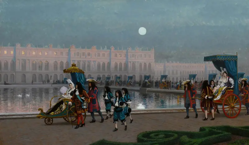 Promenad i Versailles trädgårdar av Jean-Léon Gérôme