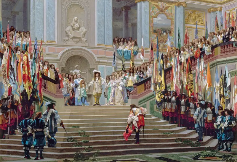 Mottagandet av Le Grand Condé av Ludvig XIV i Versailles 1674 av Jean-Léon Gérôme