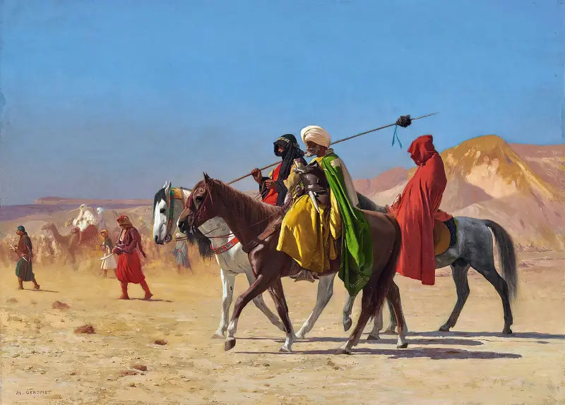 Ryttare korsar öknen av Jean-Léon Gérôme