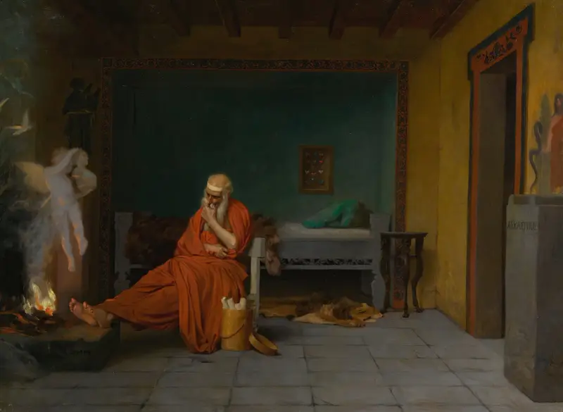 Diktaren drömmer om Cupido vid elden av Jean-Léon Gérôme