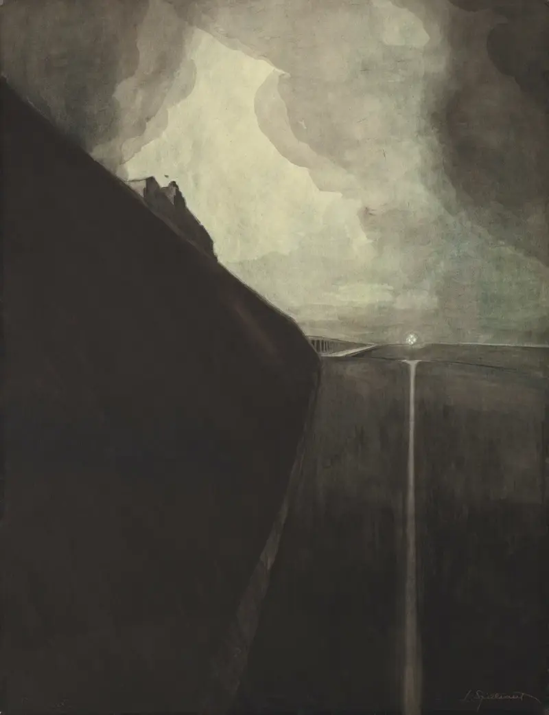 Digue et plage, Chalet Royal et galeries d’Ostende av Léon Spilliaert
