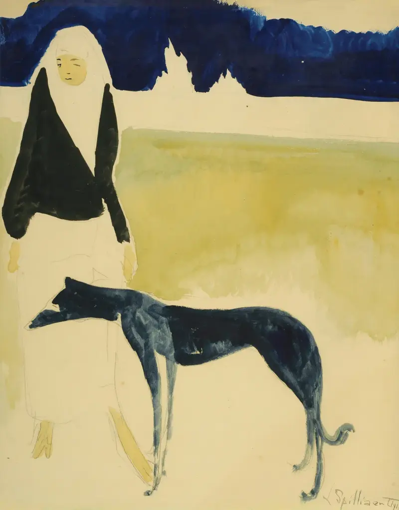 Femme Au Lévrier av Léon Spilliaert