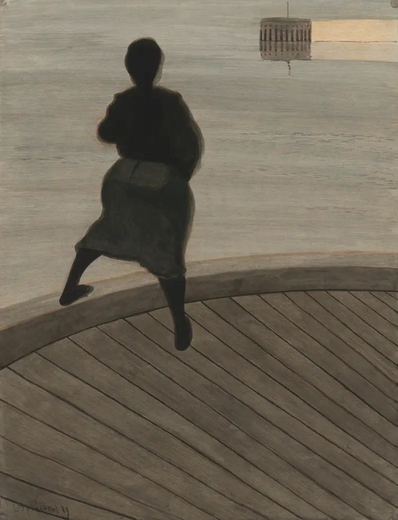 Fischerfrau auf dem Steg von Léon Spilliaert