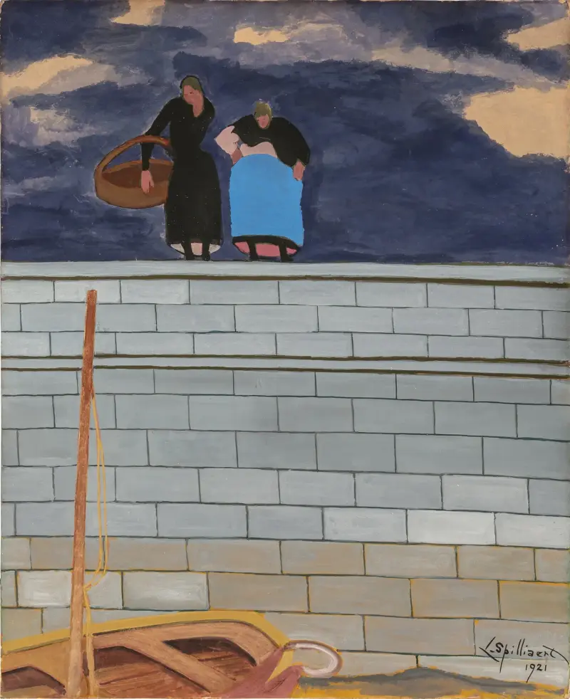 Fiskarhustrur på kajen av Léon Spilliaert