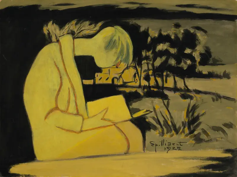 Ung flicka i gult, läsande av Léon Spilliaert