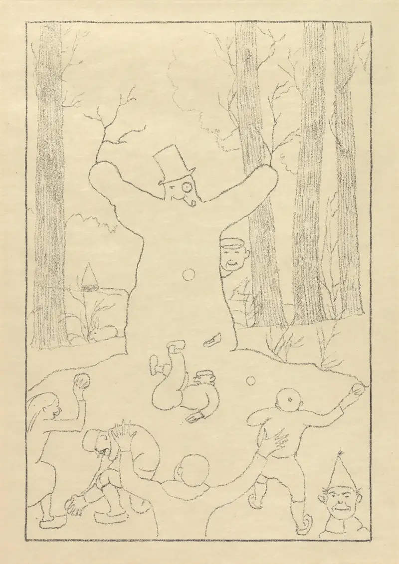 Snöbollskriget framför snögubben av Léon Spilliaert