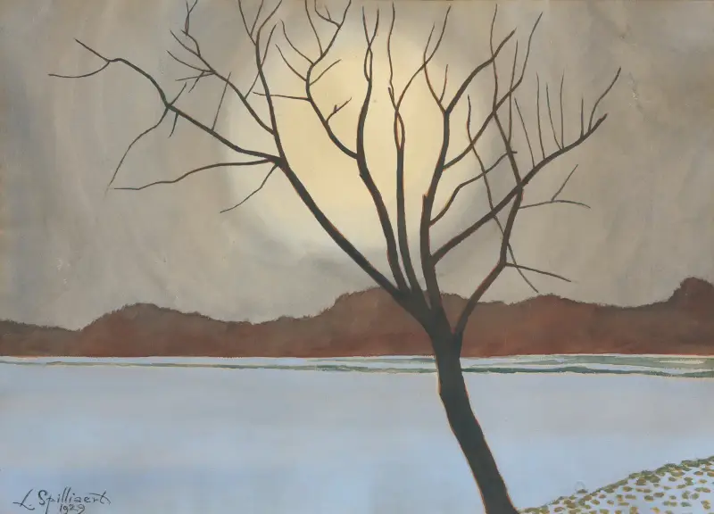 Landskap med träd i förgrunden av Léon Spilliaert