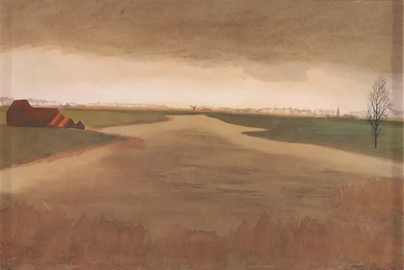 Landskap – Keignaertkreek i Zandvoorde av Léon Spilliaert
