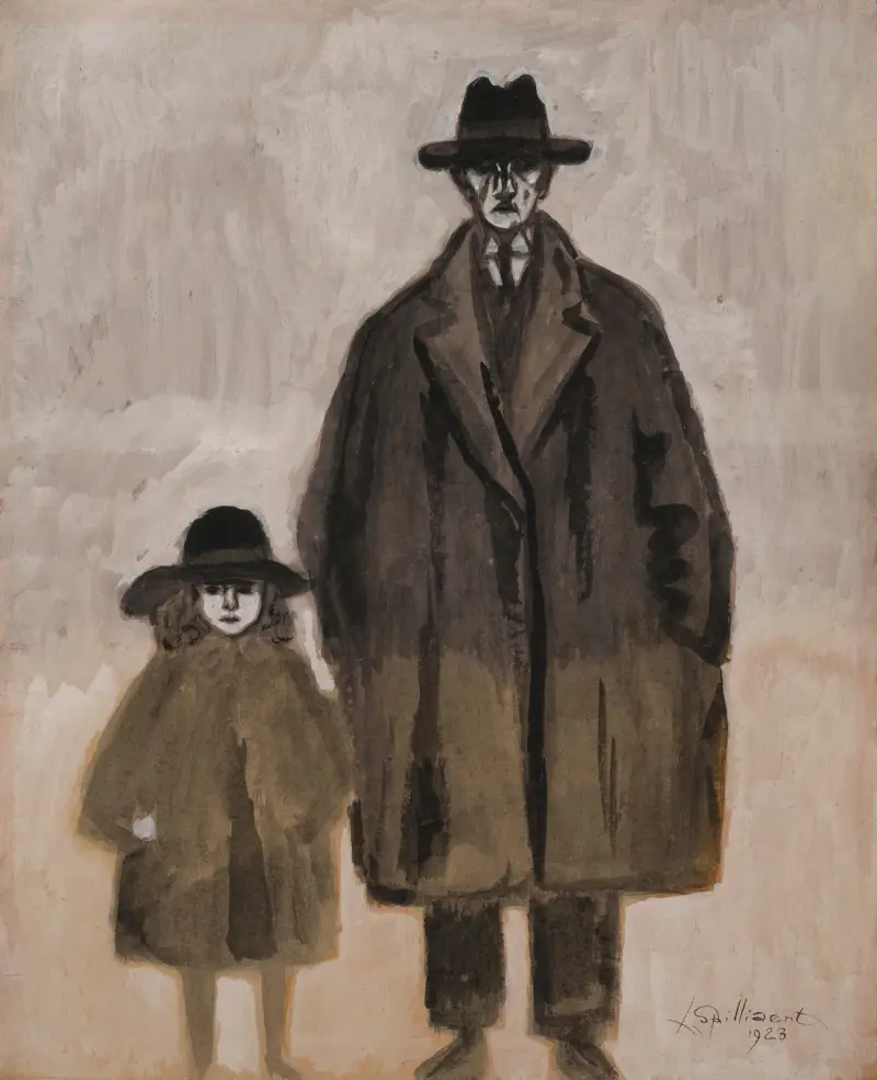 Léon Spilliaert och Madeleine på promenad i Ostende av Léon Spilliaert