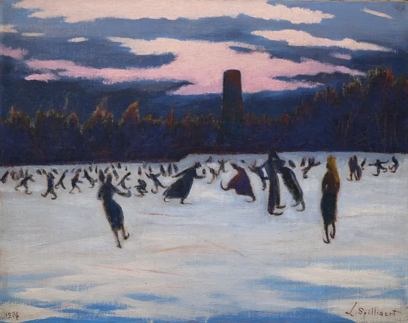 Les Patineurs au parc Marie-Henriette, Ostende av Léon Spilliaert