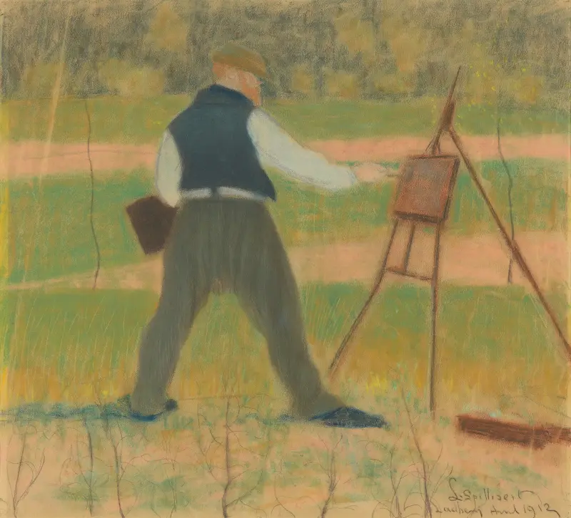 Permeke painting in the country av Léon Spilliaert