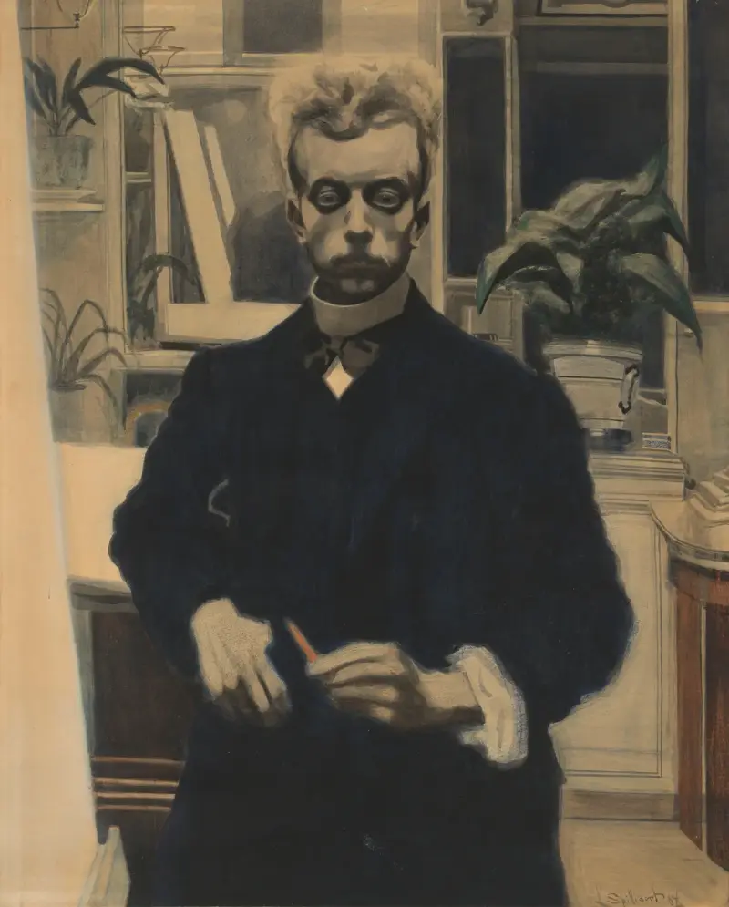 Självporträtt med röd penna av Léon Spilliaert