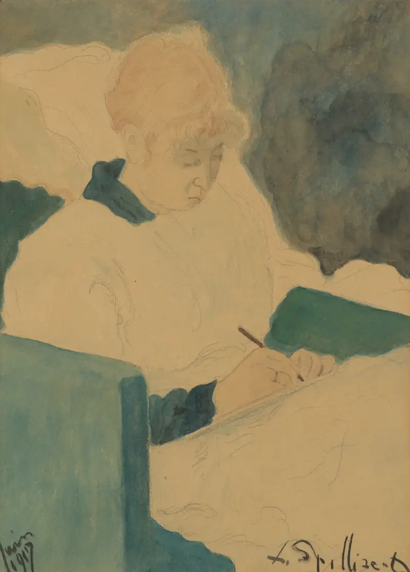 Kvinna som skriver ett brev av Léon Spilliaert