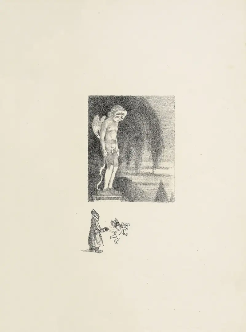 En parkstaty av Amor av Adolphe Léon Willette