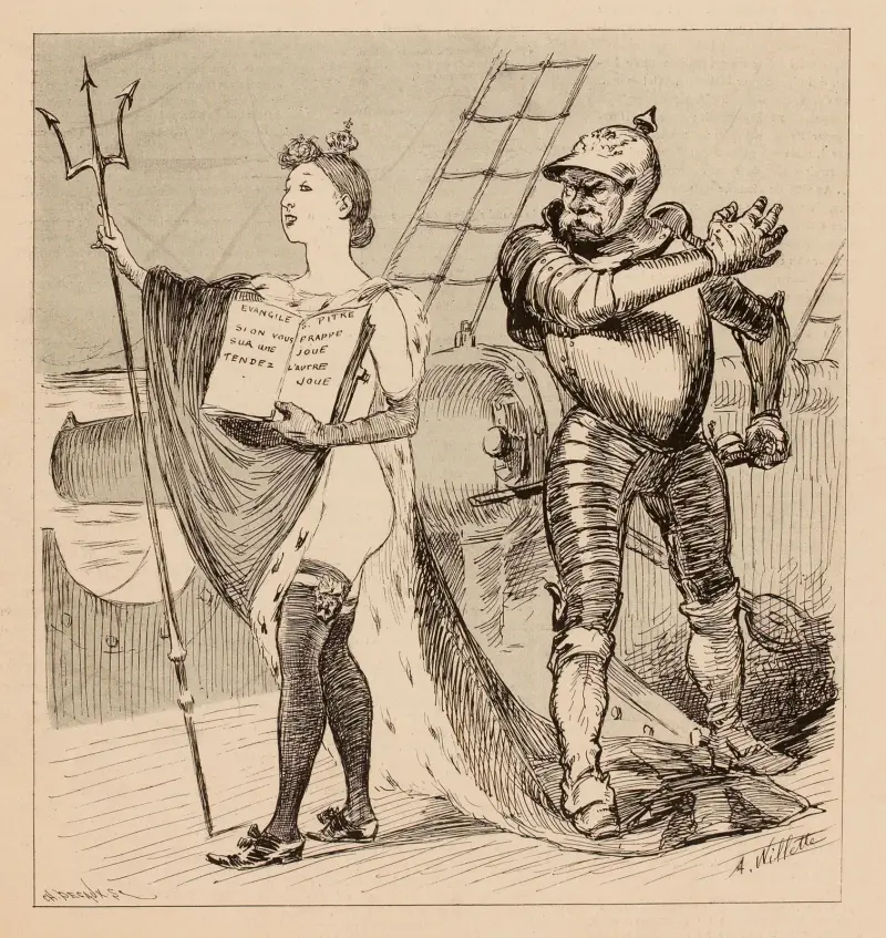 Affaire MorierAllez, frappez, prince elle a la joue aussi dure que le coeur, la perfide Albion av Adolphe Léon Willette