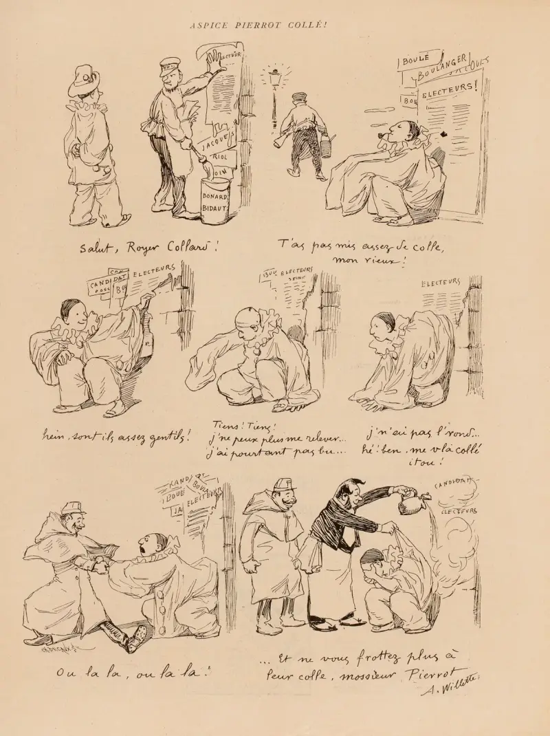 Aspice Pierrot collé av Adolphe Léon Willette