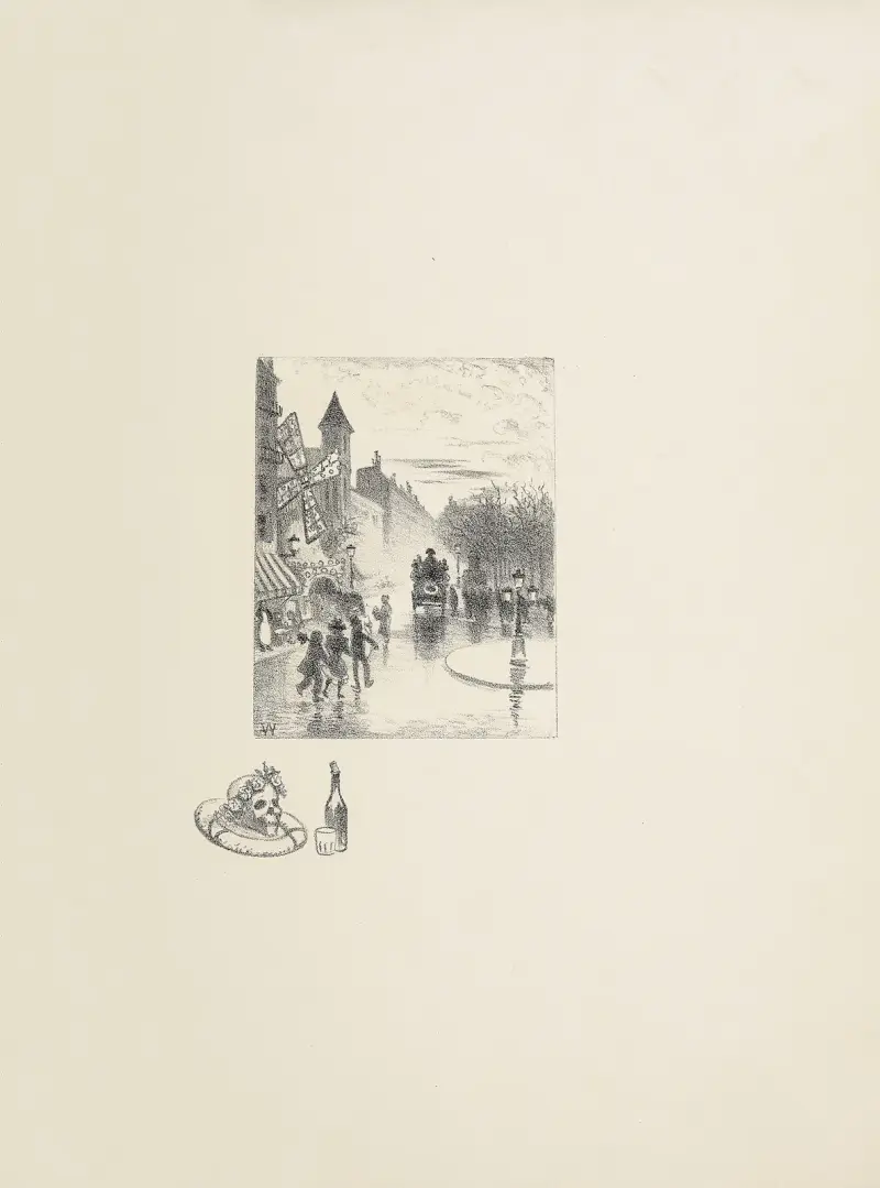 Blanche-platsen med ingång till Moulin Rouge av Adolphe Léon Willette