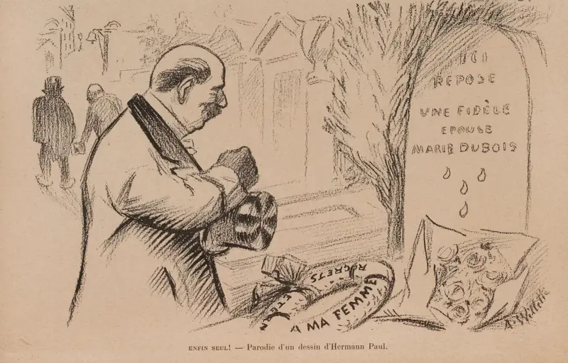 Enfin seul – Parodie d’un dessin d’Hermann Paul av Adolphe Léon Willette