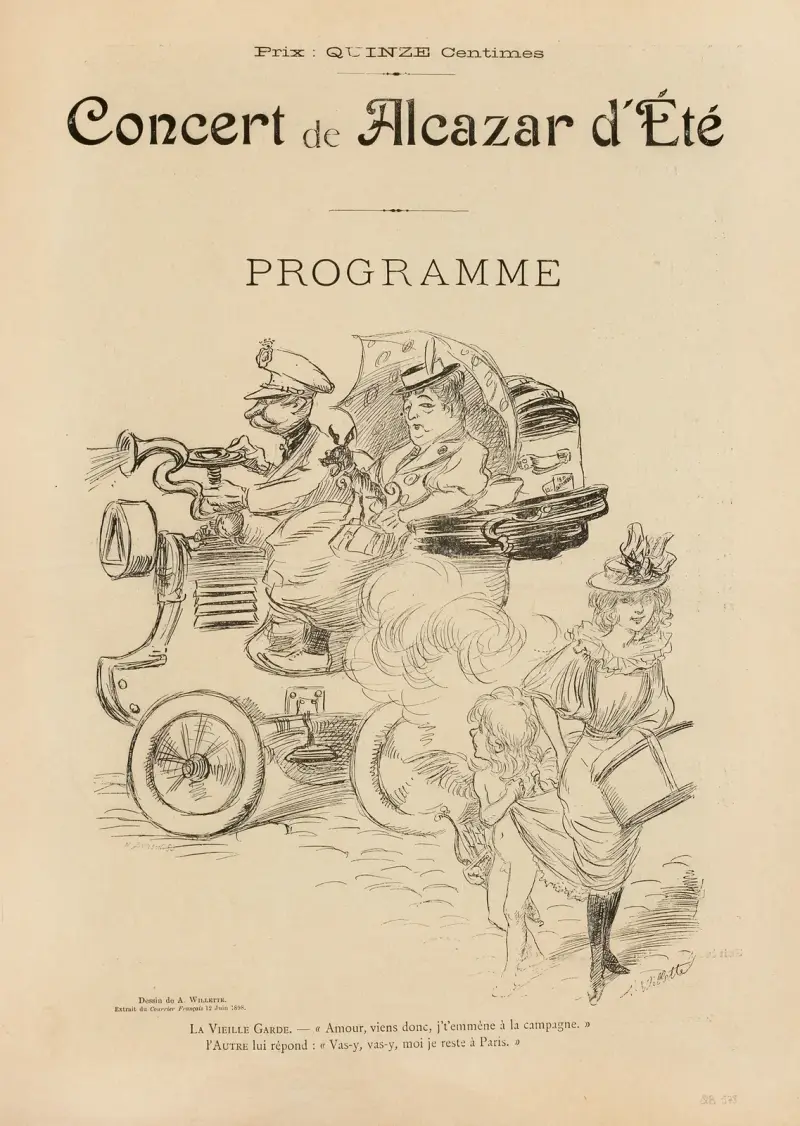 La vieille garde. – Amour, viens donc, j’t’emmène à la campagne. Programme de concert à l’Alcazar d’été av Adolphe Léon Willette