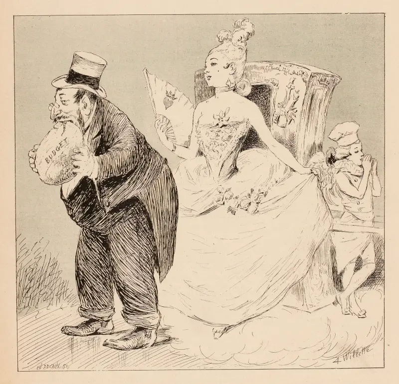 L’Epiphanie La Pompadour J’étais le gâteau du Roi av Adolphe Léon Willette