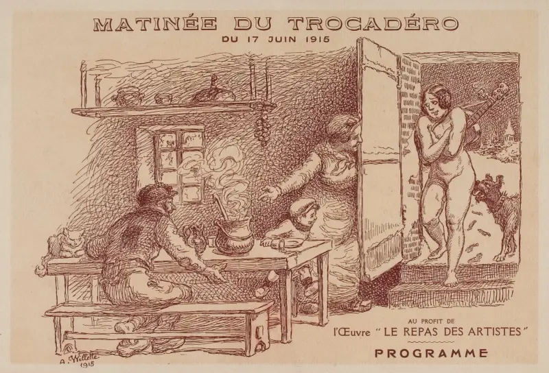 Matinée du Trocadéro, 17 juin 1915, au profit de l’Œuvre Le Repas des Artistes, programme av Adolphe Léon Willette