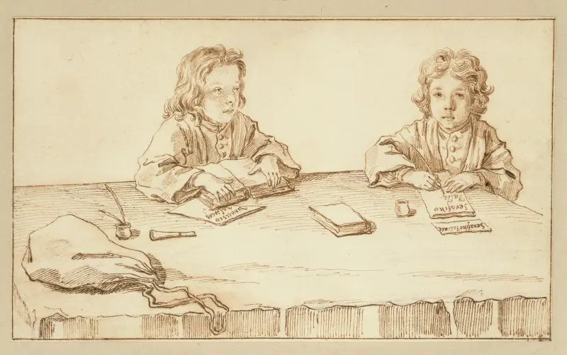 Porträtt av Serafino och Francesco Falzacappa av Pier Leone Ghezzi