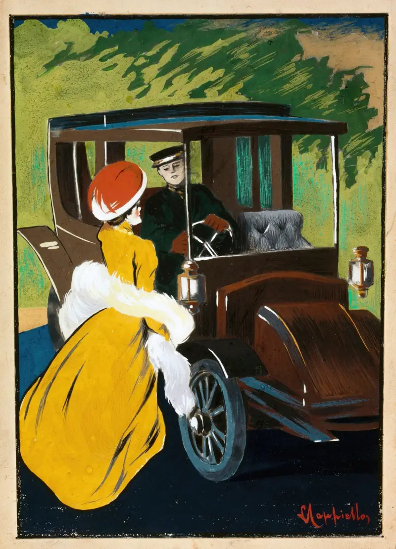 Skiss till affisch för automobilerna Charron av Leonetto Cappiello