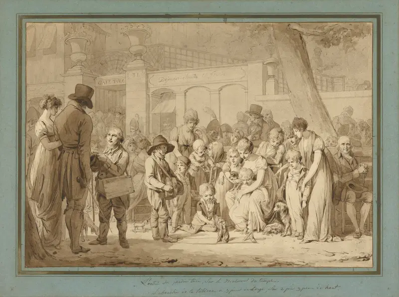 Kompositionsskiss för ’Ingången till Jardin Turc’ av Louis-Léopold Boilly