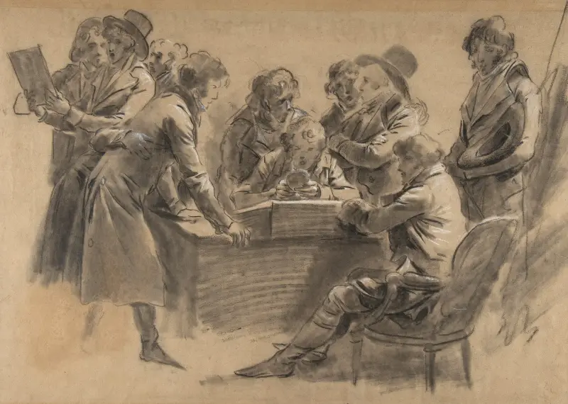 Künstlergruppe in Jean-Baptiste Isabeys Atelier von Louis-Léopold Boilly
