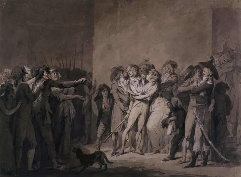 Garatens arrestering eller slagsmål mellan muscadiner och sektionsmedlemmar av Louis-Léopold Boilly