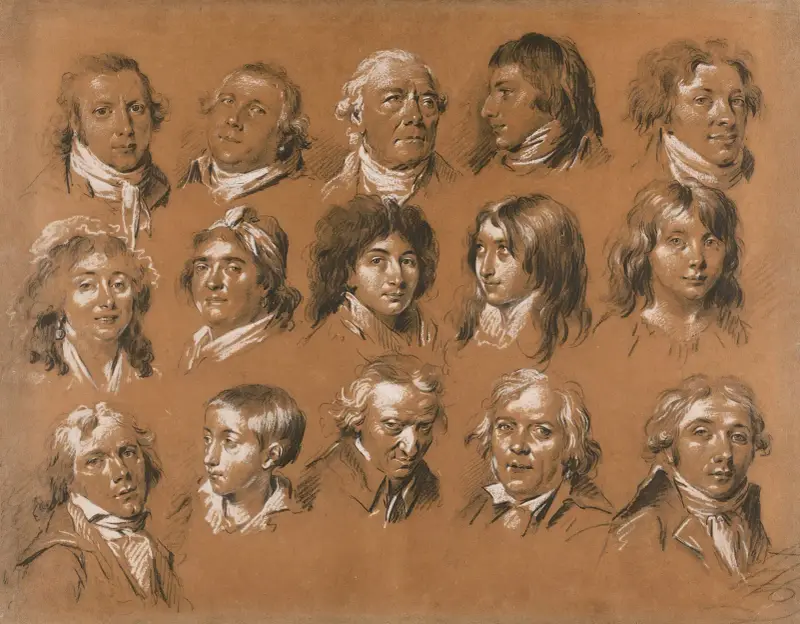 Porträts des Marquis de Rozay und seiner Familie und Gefolgschaft, einschließlich eines Selbstporträts des Künstlers von Louis-Léopold Boilly