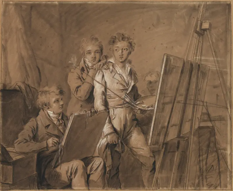 Tři mladí umělci v ateliéru, Louis-Léopold Boilly