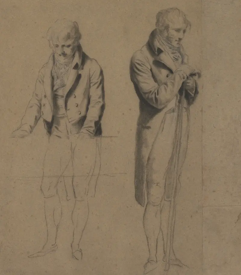 Zwei stehende Figuren (Studie für Eine Partie Billard) von Louis-Léopold Boilly