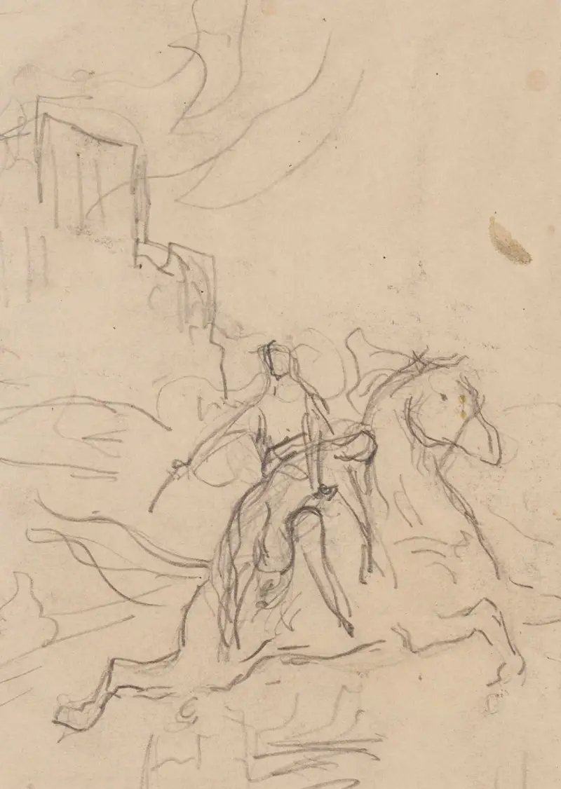 Etude de cavalier av Henri Leopold Lévy