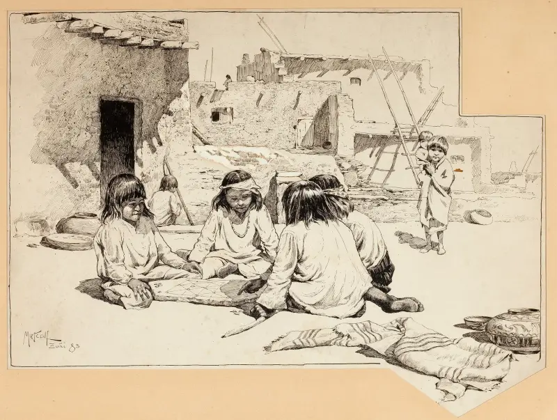 Zuni Children at Play av Willard Leroy Metcalf