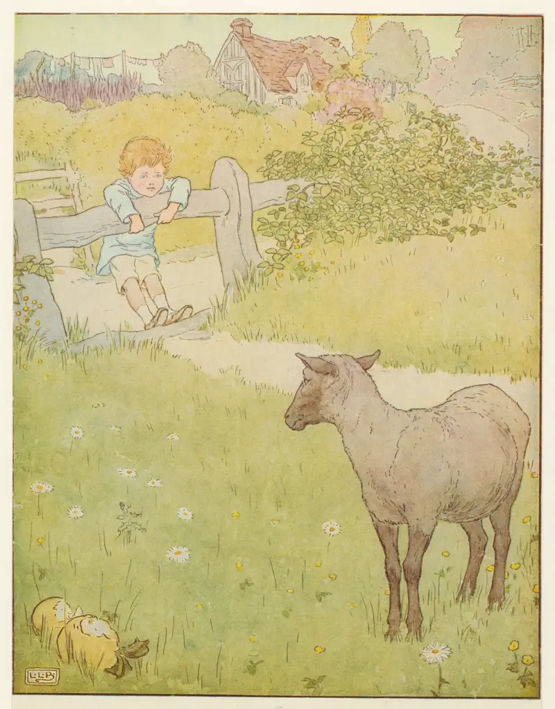 Little boy and black sheep. av Leonard Leslie Brooke