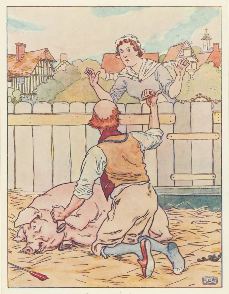 Hustru, hämta konjak i en sked. av Leonard Leslie Brooke