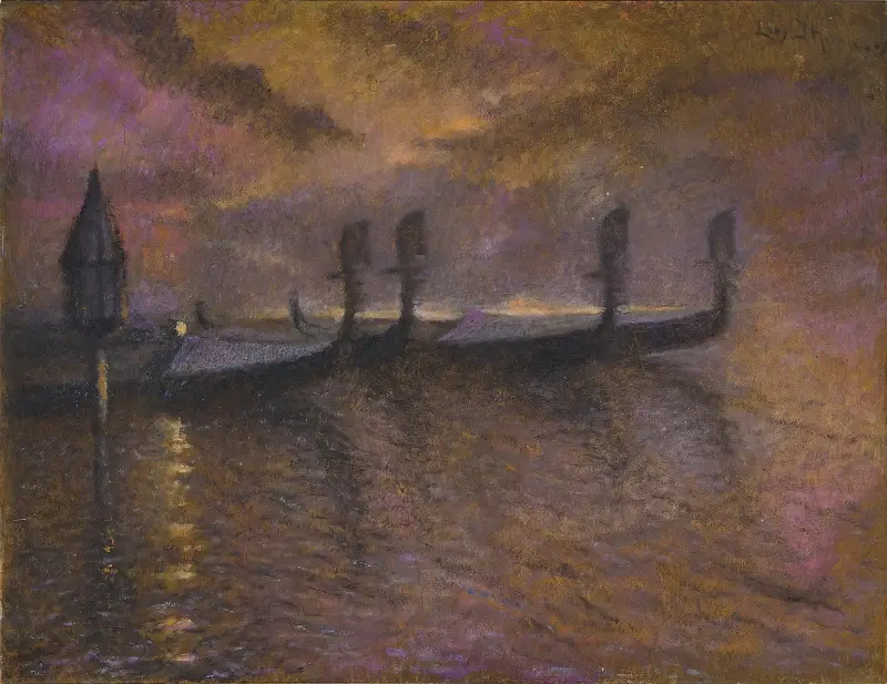 Gondeln im Mondlicht von Lucien Lévy-Dhurmer