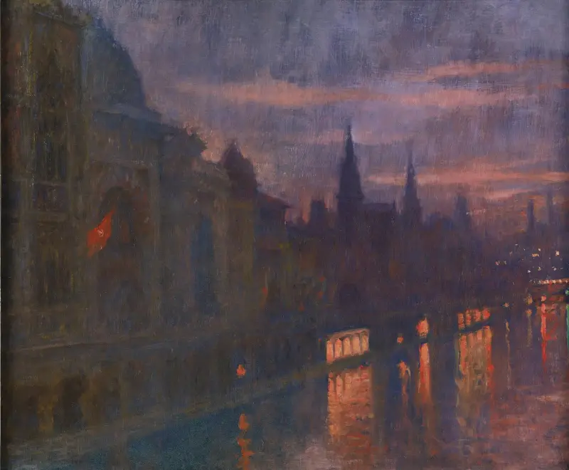 Vy från Pont des Invalides mot Pont de l'Alma, Världsutställningen, Paris 1900 av Lucien Lévy-Dhurmer