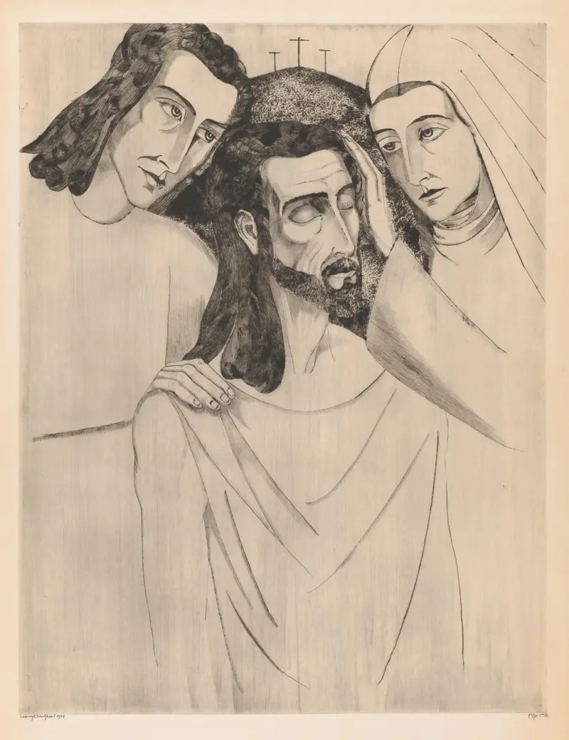 Christus tussen Johannes de Doper en Maria av Lodewijk Schelfhout