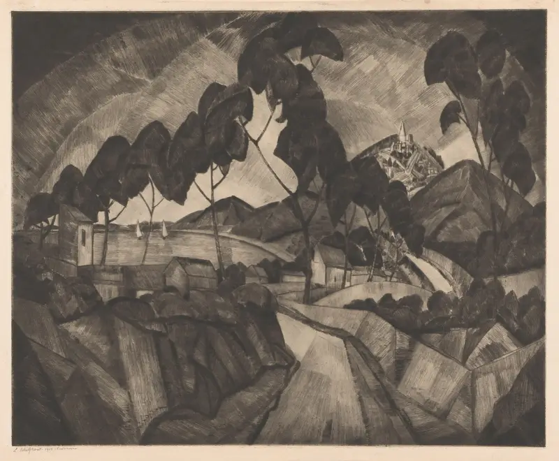 Hügellandschaft in der Provence von Lodewijk Schelfhout