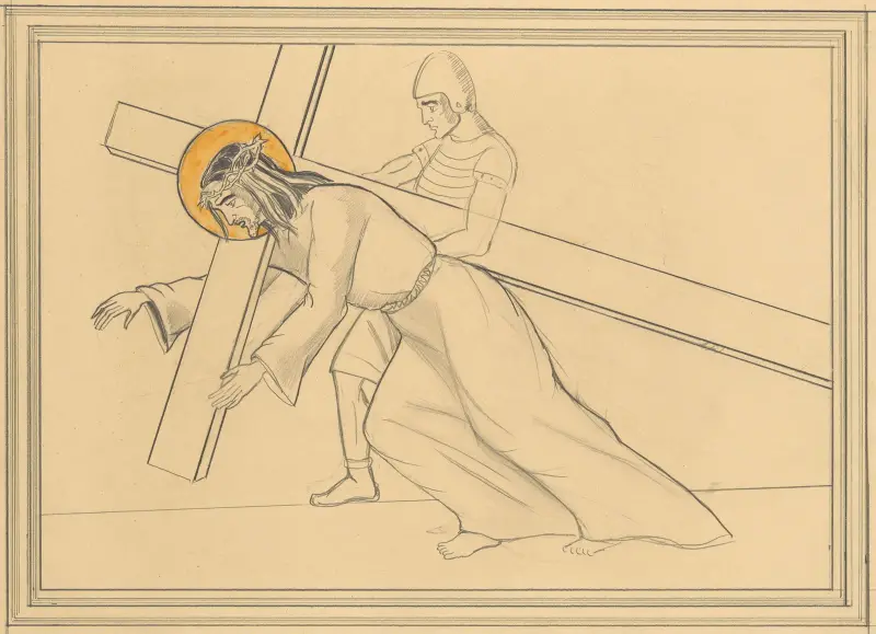 Christus fällt unter dem Kreuz von Lodewijk Schelfhout