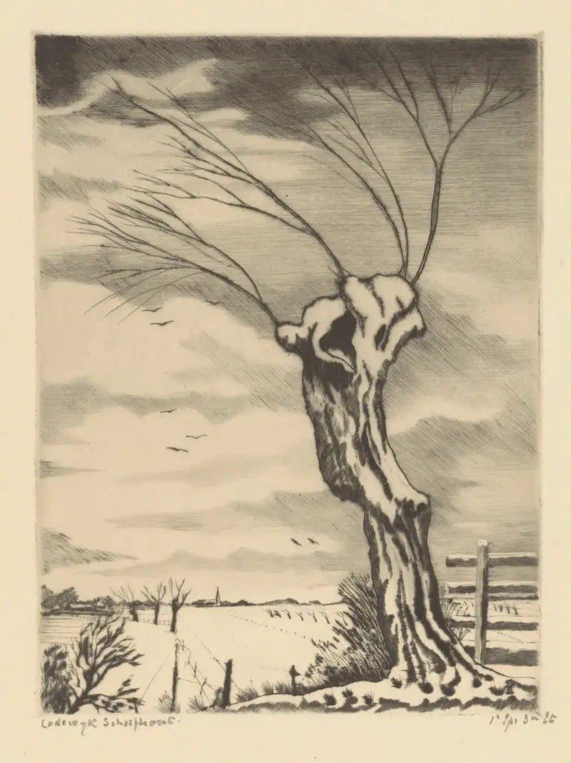 Weide in einer Winterlandschaft von Lodewijk Schelfhout