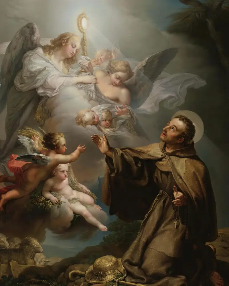 The Apparition Of The Eucharist To San Pascual Bailon av Vicente López Portaña