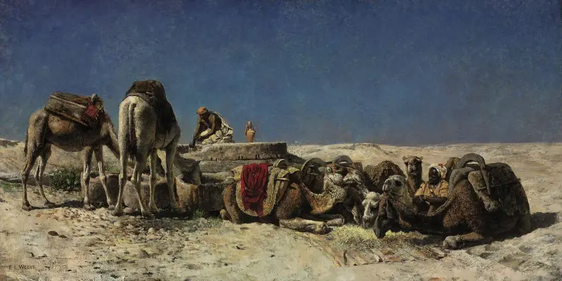 Kamele an einer Zisterne von Edwin Lord Weeks