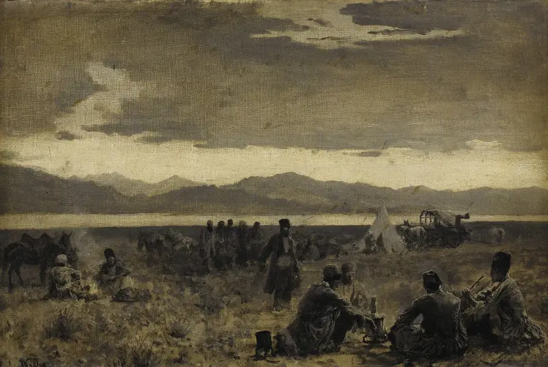 Tidig morgon vid lägerplatsen nära Urmiasjön av Edwin Lord Weeks