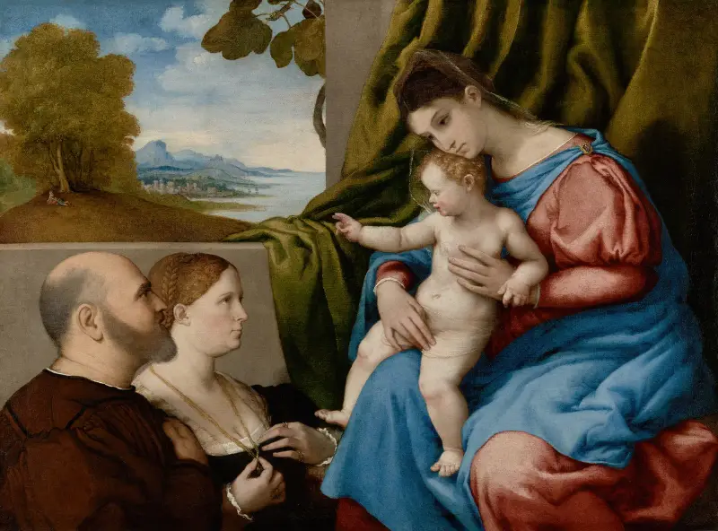 Madonna and Child with Two Donors av Lorenzo Lotto