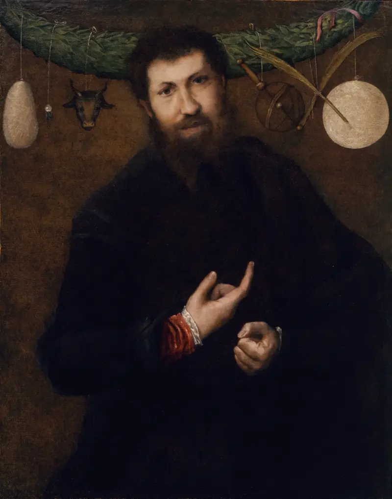 Portrait of a Man with Allegorical Symbols av Lorenzo Lotto